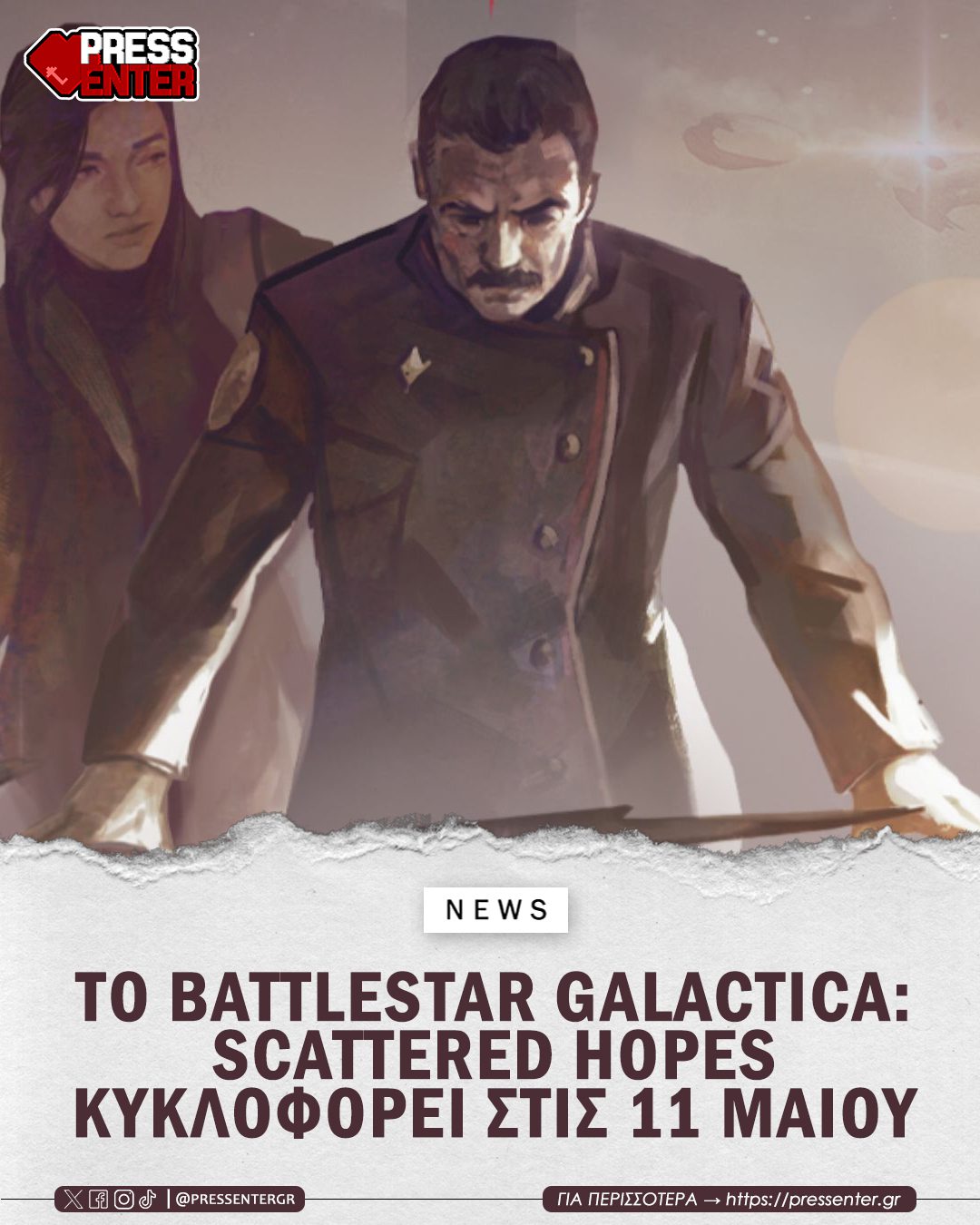 Battlestar Galactica Scattered Hopes key art with two characters