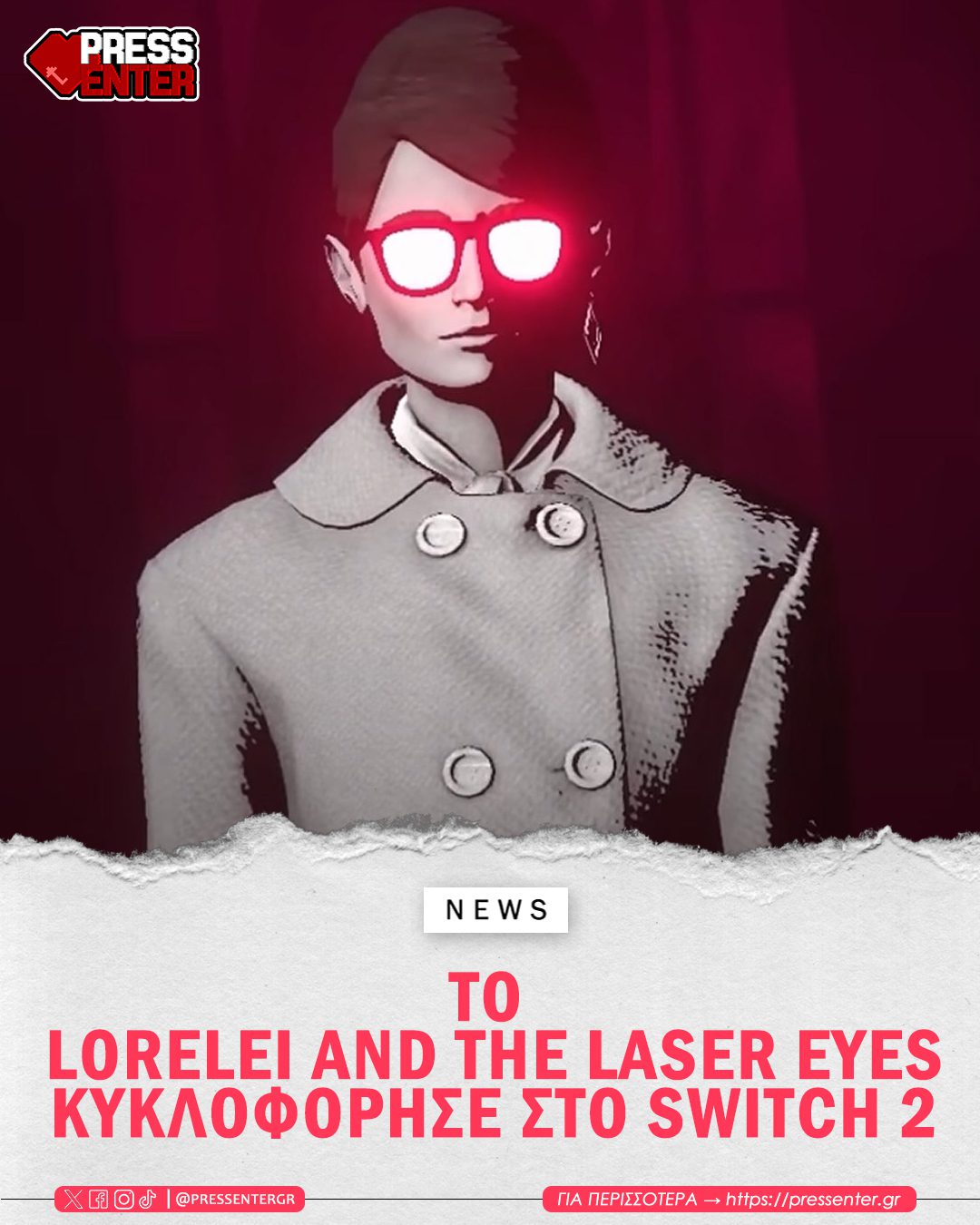 Lorelei and the Laser Eyes character portrait with red lighting
